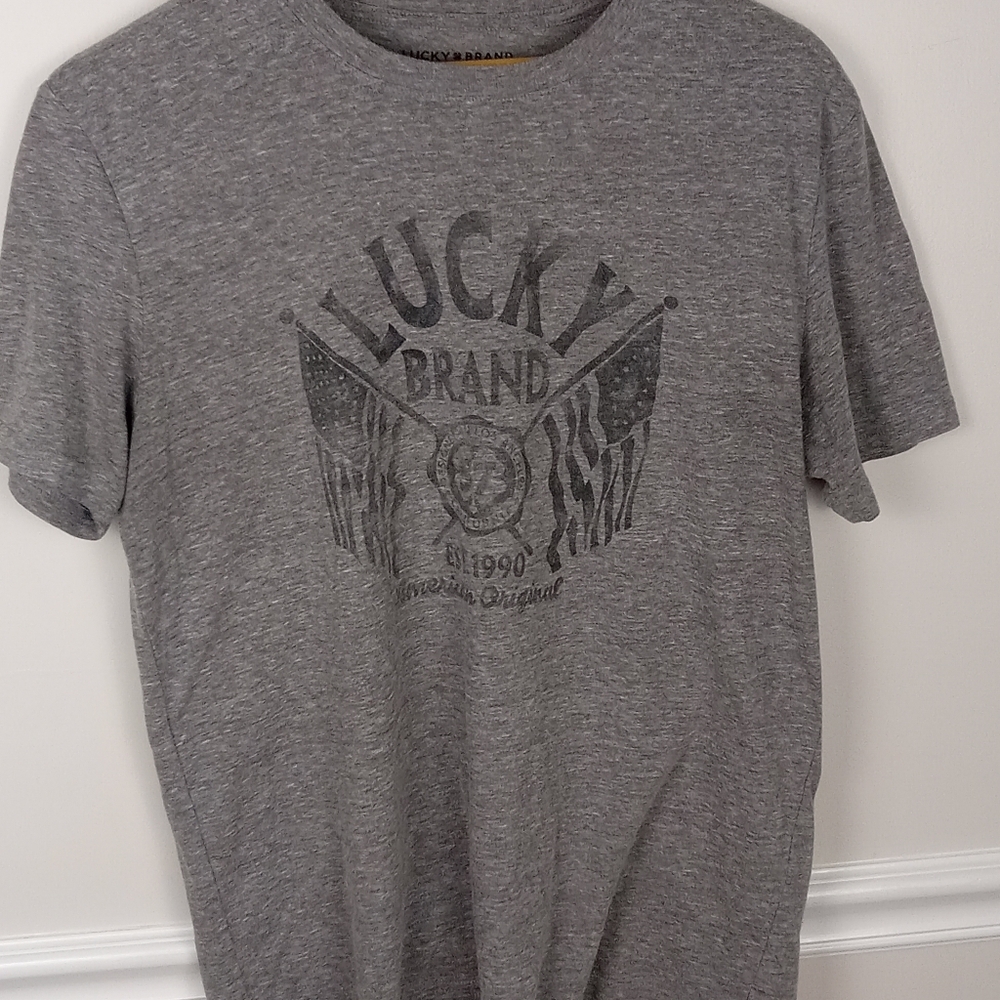 Lucky Brand Gray Short Sleeve Tee with Vintage Graphic